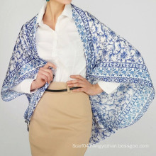 Ladies 100% silk charmuse 110x110 printing square scarf